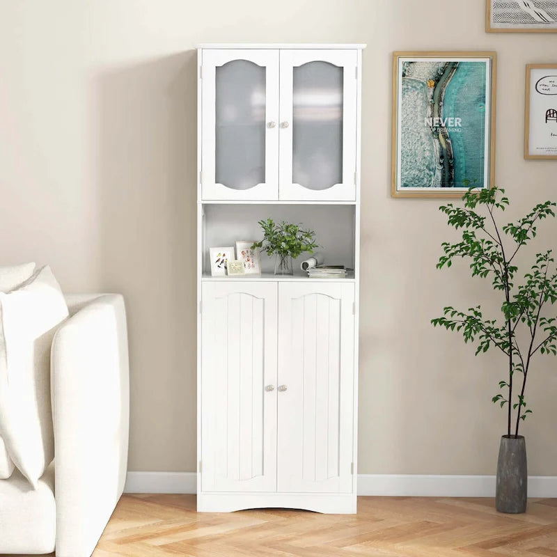 Meuble de salle de bain Costway 64,5" de haut avec portes en verre trempé - Voir détails