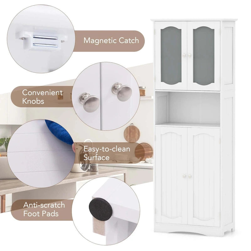 Meuble de salle de bain Costway 64,5" de haut avec portes en verre trempé - Voir détails