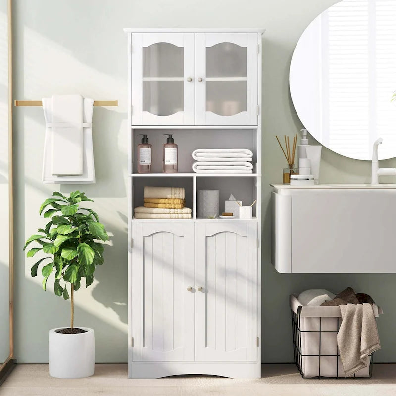 Costway 58,5 po. Meuble de rangement de salle de bain haut sur pied – Voir détails
