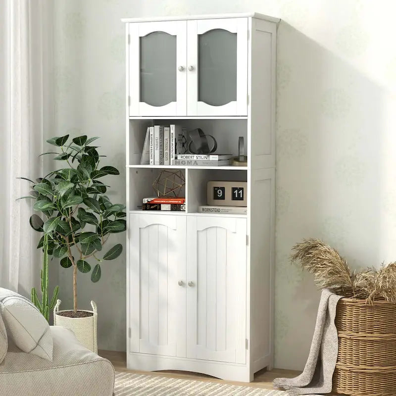 Costway 58,5 po. Meuble de rangement de salle de bain haut sur pied – Voir détails