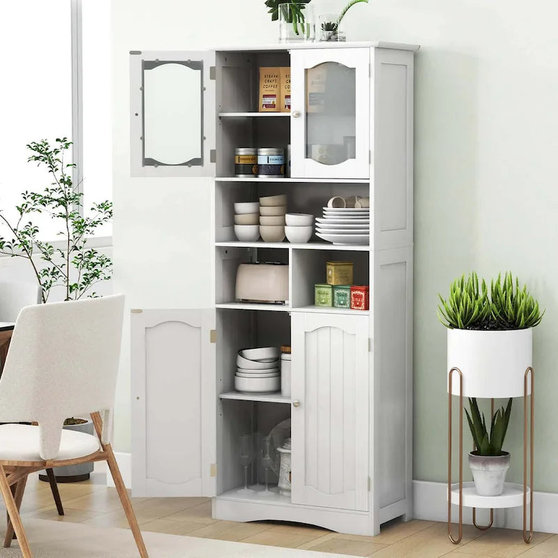 Costway 58,5 po. Meuble de rangement de salle de bain haut sur pied – Voir détails