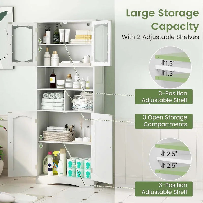 Costway 58,5 po. Meuble de rangement de salle de bain haut sur pied – Voir détails