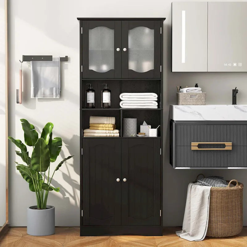 Costway 58,5 po. Meuble de rangement de salle de bain haut sur pied – Voir détails