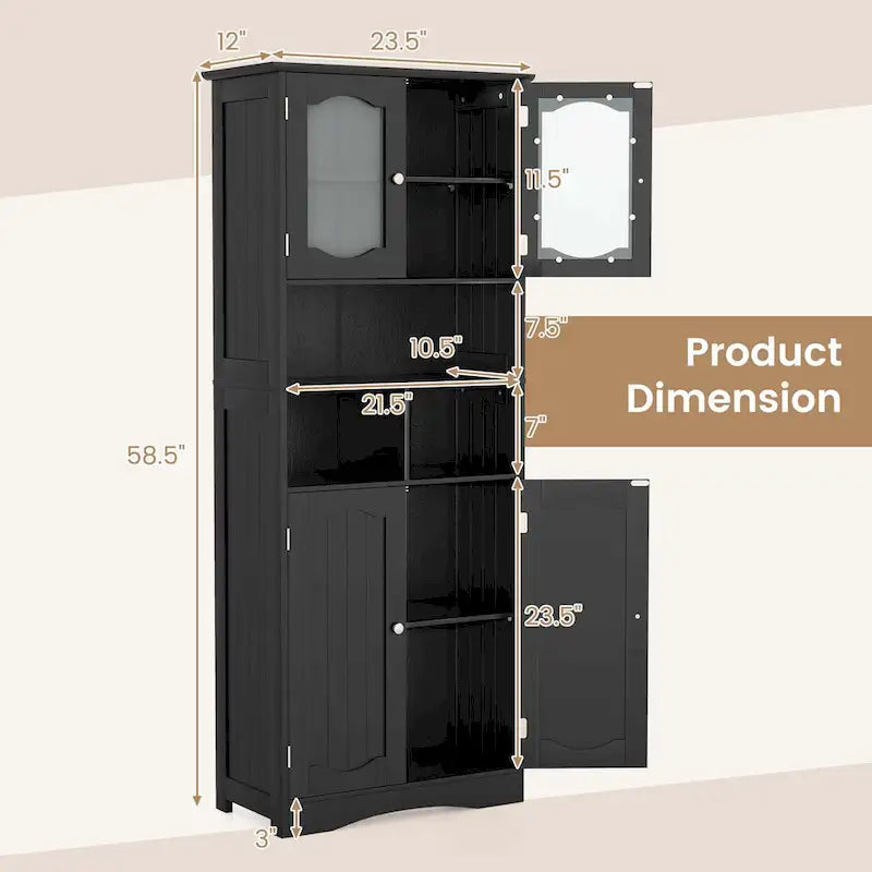 Costway 58,5 po. Meuble de rangement de salle de bain haut sur pied – Voir détails