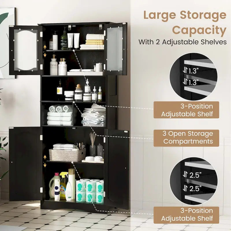 Costway 58,5 po. Meuble de rangement de salle de bain haut sur pied – Voir détails