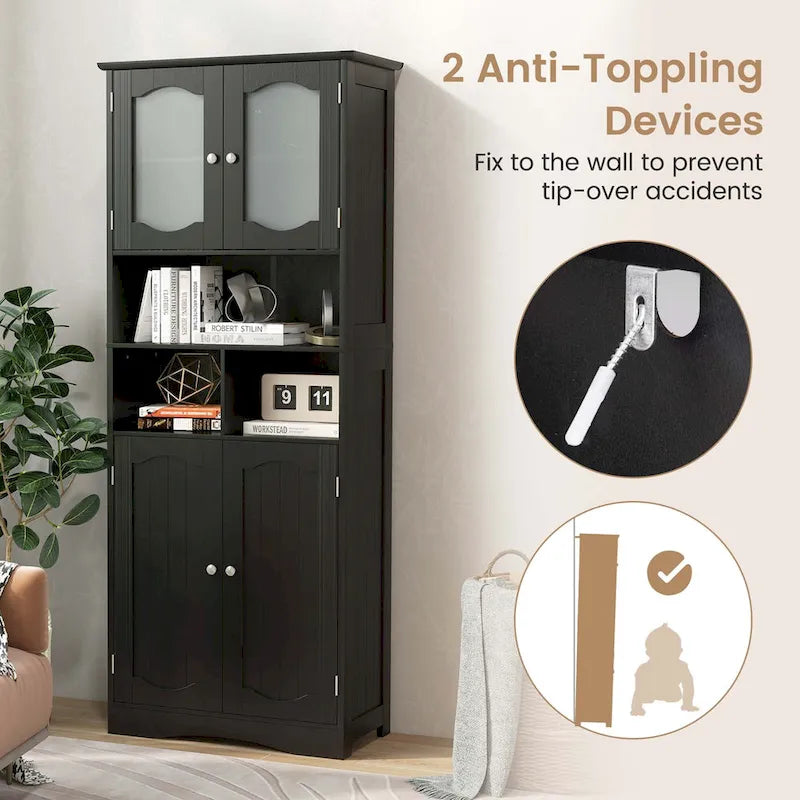 Costway 58,5 po. Meuble de rangement de salle de bain haut sur pied – Voir détails