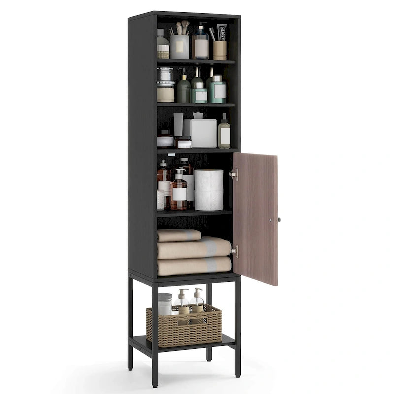 Costway Armoire Haute de Salle de Bain de 57 po avec 1 Porte et 4 Étagères - Voir Détails
