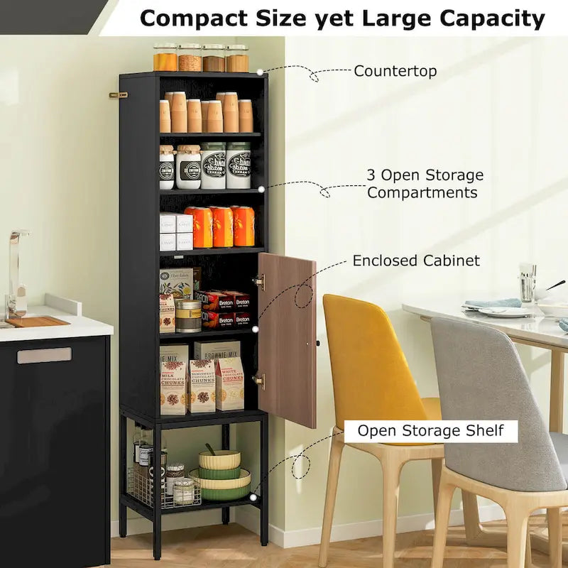 Costway Armoire Haute de Salle de Bain de 57 po avec 1 Porte et 4 Étagères - Voir Détails