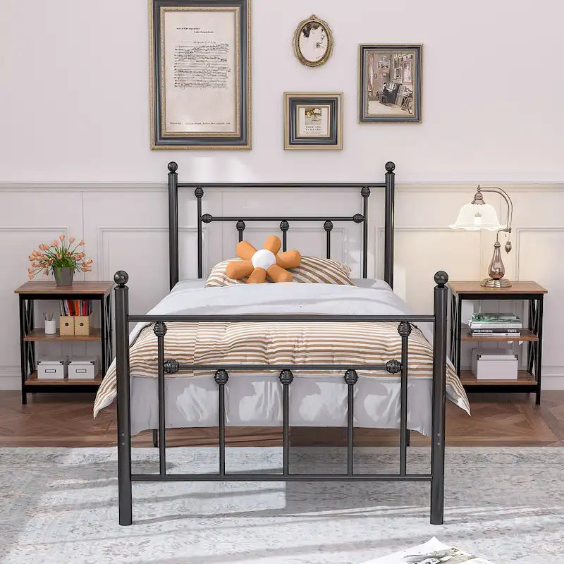 Tables d'appoint modernes avec 3 étagères de rangement, Table de chevet en forme de X