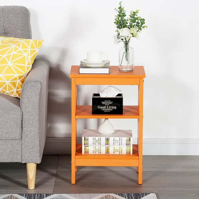 Tables d'appoint modernes avec 3 étagères de rangement, Table de chevet en forme de X