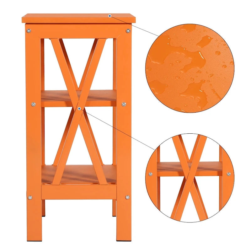 Tables d'appoint modernes avec 3 étagères de rangement, Table de chevet en forme de X