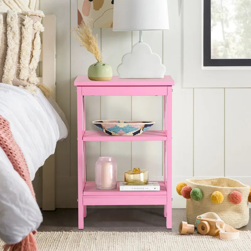 Tables d'appoint modernes avec 3 étagères de rangement, Table de chevet en forme de X