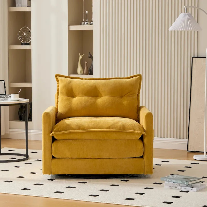 Fauteuil pivotant à 360 degrés en chenille de style moderne du milieu du siècle pour salon