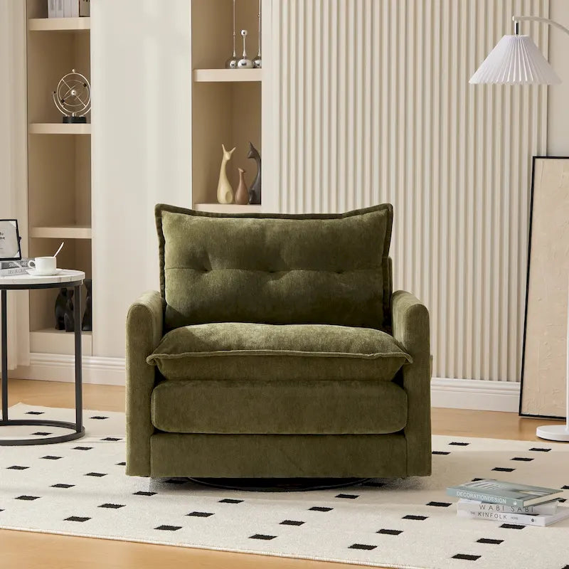 Fauteuil pivotant à 360 degrés en chenille de style moderne du milieu du siècle pour salon