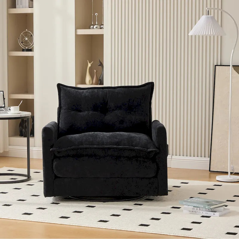 Fauteuil pivotant à 360 degrés en chenille de style moderne du milieu du siècle pour salon