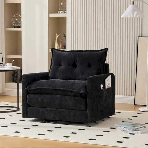  Chenille Upholstered 360Degree Swivel Mid Century Modern Arm Chair for Living Room
