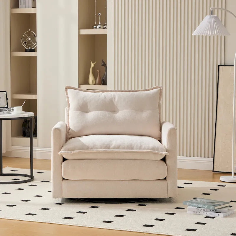 Fauteuil pivotant à 360 degrés en chenille de style moderne du milieu du siècle pour salon