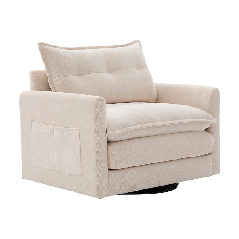 Fauteuil pivotant à 360 degrés en chenille de style moderne du milieu du siècle pour salon