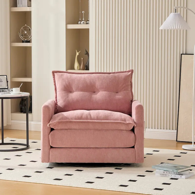 Fauteuil pivotant à 360 degrés en chenille de style moderne du milieu du siècle pour salon
