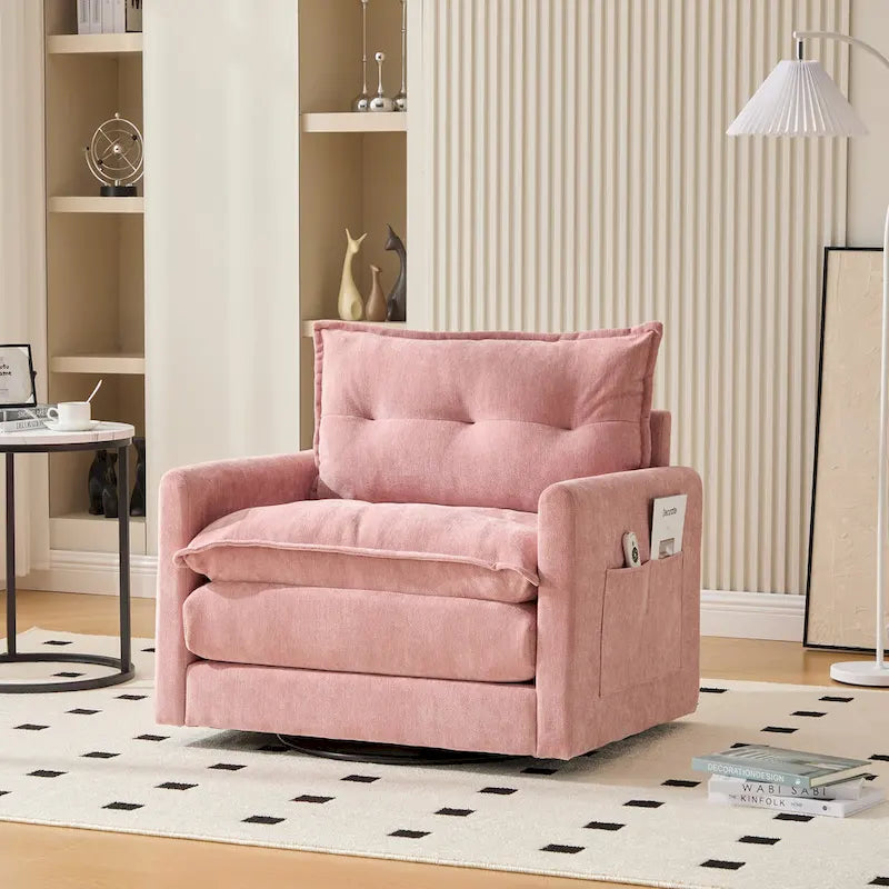 Fauteuil pivotant à 360 degrés en chenille de style moderne du milieu du siècle pour salon