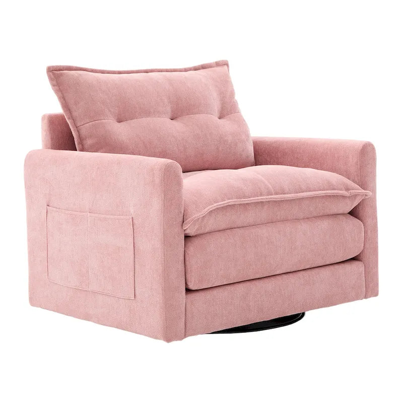 Fauteuil pivotant à 360 degrés en chenille de style moderne du milieu du siècle pour salon