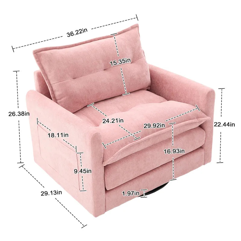 Fauteuil pivotant à 360 degrés en chenille de style moderne du milieu du siècle pour salon