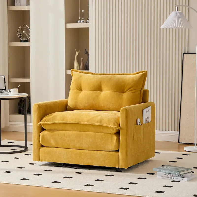 Fauteuil pivotant à 360 degrés en chenille de style moderne du milieu du siècle pour salon