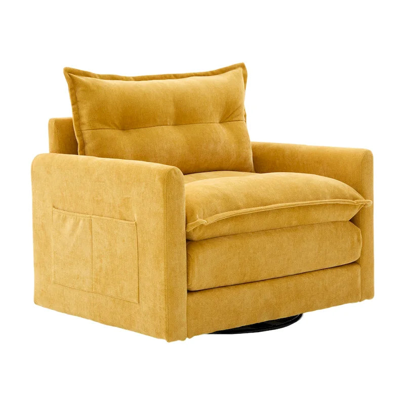 Fauteuil pivotant à 360 degrés en chenille de style moderne du milieu du siècle pour salon