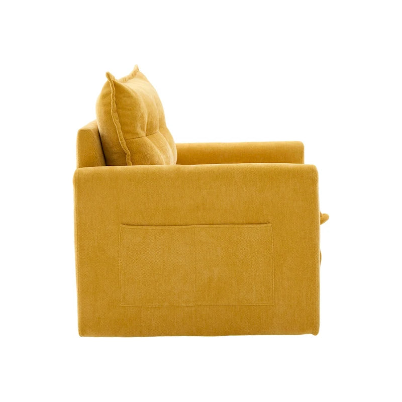 Fauteuil pivotant à 360 degrés en chenille de style moderne du milieu du siècle pour salon