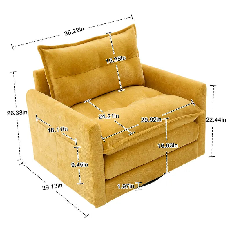 Fauteuil pivotant à 360 degrés en chenille de style moderne du milieu du siècle pour salon