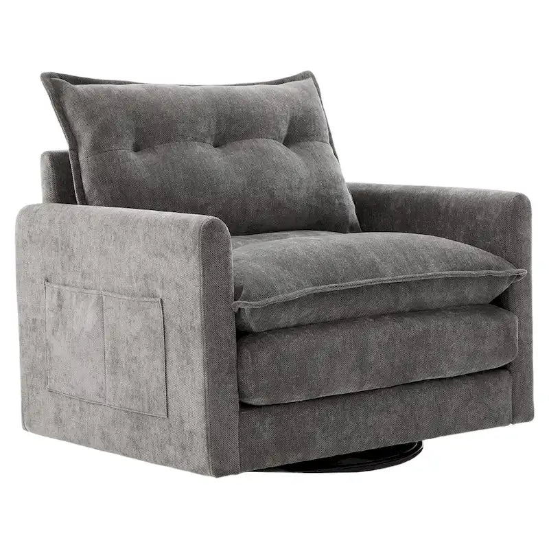 Fauteuil pivotant à 360 degrés en chenille de style moderne du milieu du siècle pour salon
