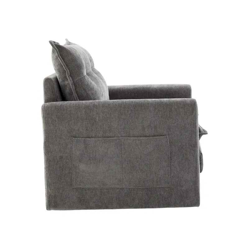 Fauteuil pivotant à 360 degrés en chenille de style moderne du milieu du siècle pour salon