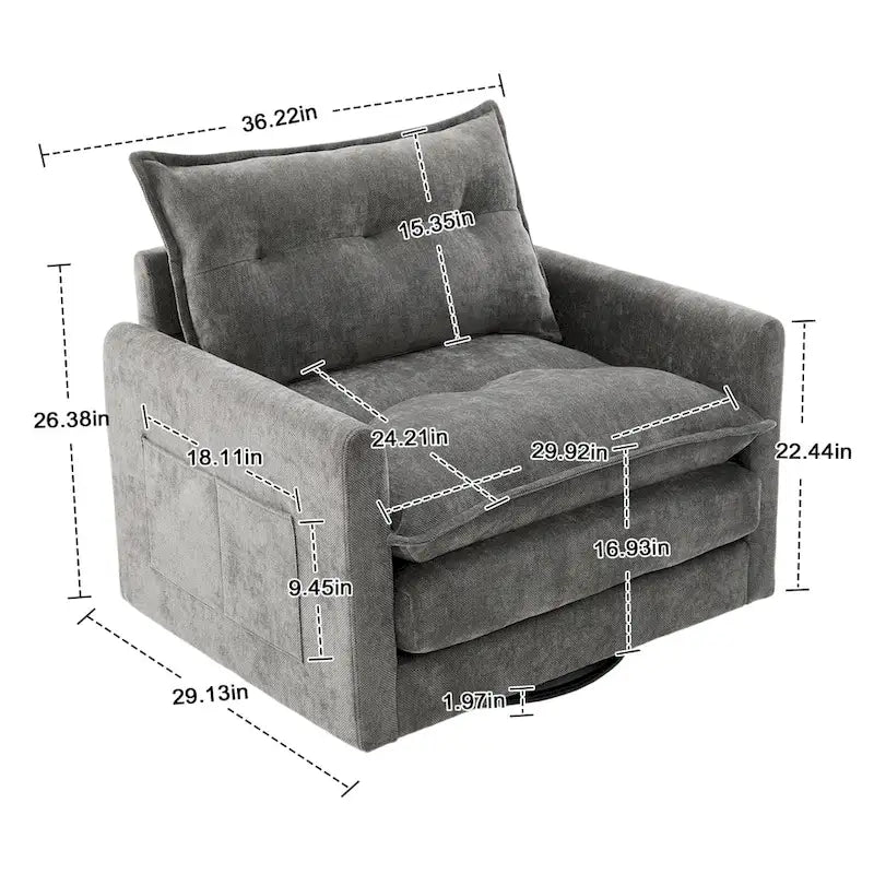 Fauteuil pivotant à 360 degrés en chenille de style moderne du milieu du siècle pour salon