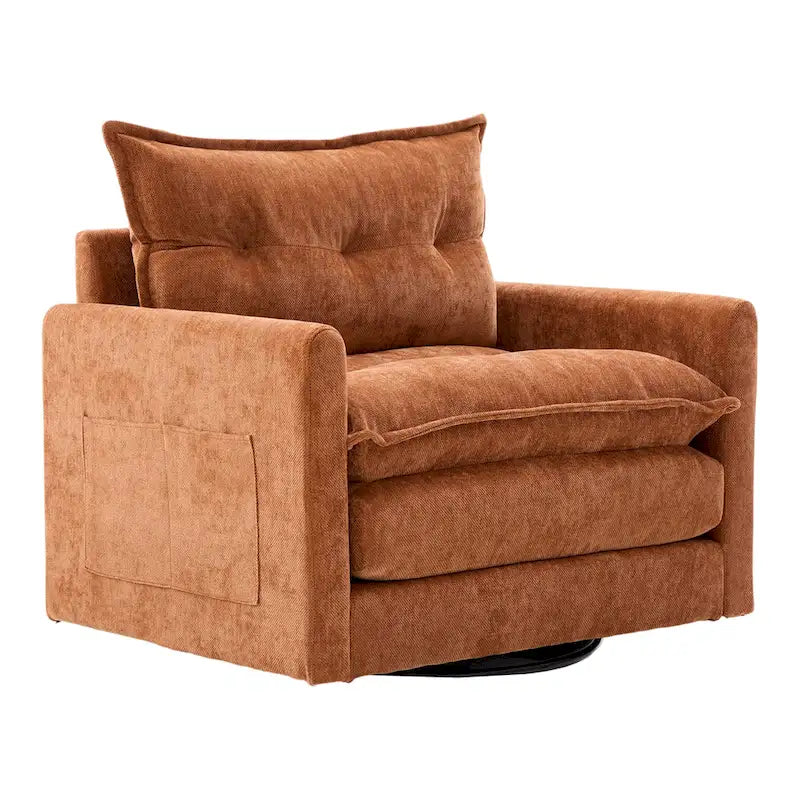 Fauteuil pivotant à 360 degrés en chenille de style moderne du milieu du siècle pour salon