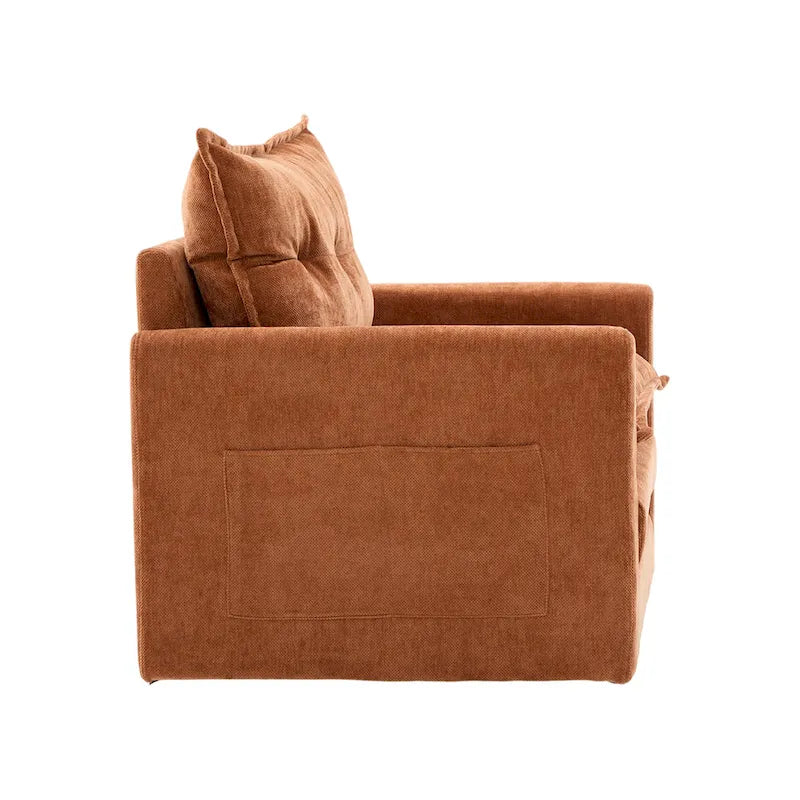 Fauteuil pivotant à 360 degrés en chenille de style moderne du milieu du siècle pour salon