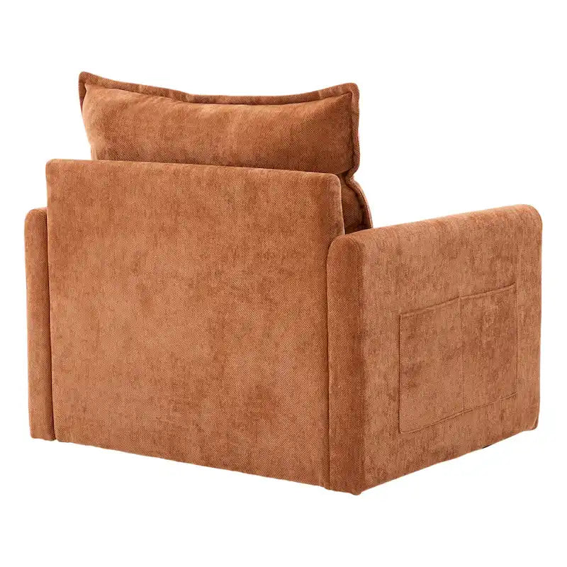 Fauteuil pivotant à 360 degrés en chenille de style moderne du milieu du siècle pour salon