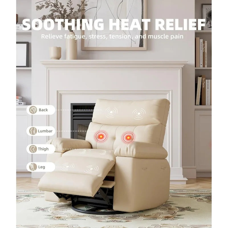 Fauteuils inclinables surdimensionnés pivotants à 360° avec fonction chauffante et massante
