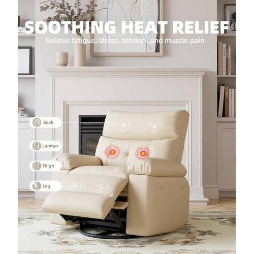 Fauteuils inclinables surdimensionnés pivotants à 360° avec fonction chauffante et massante