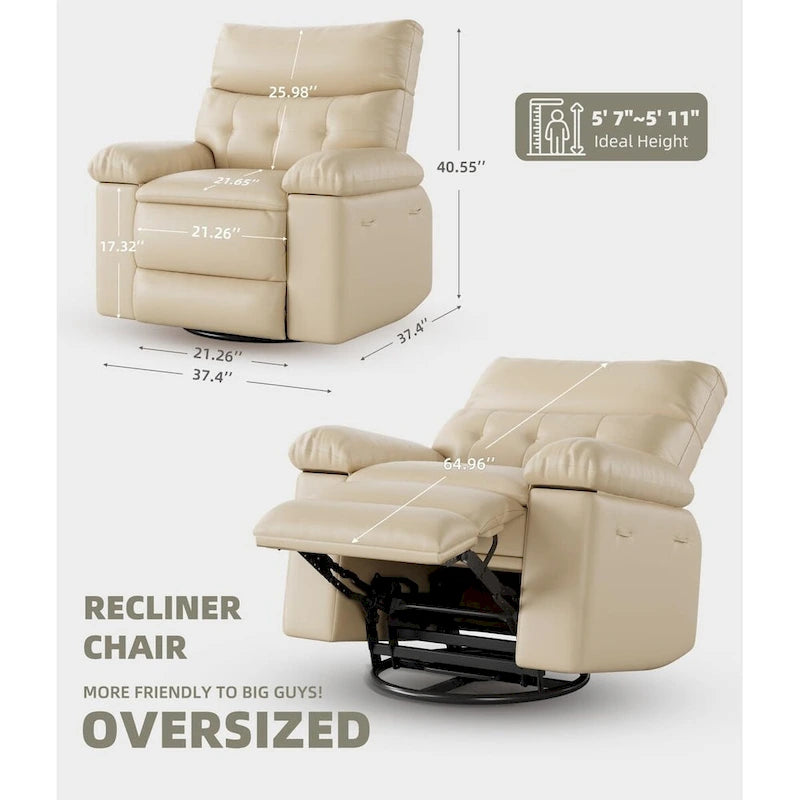Fauteuils inclinables surdimensionnés pivotants à 360° avec fonction chauffante et massante
