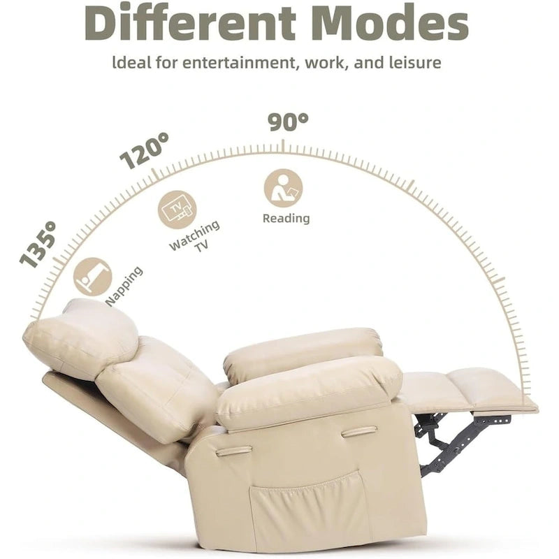 Fauteuils inclinables surdimensionnés pivotants à 360° avec fonction chauffante et massante