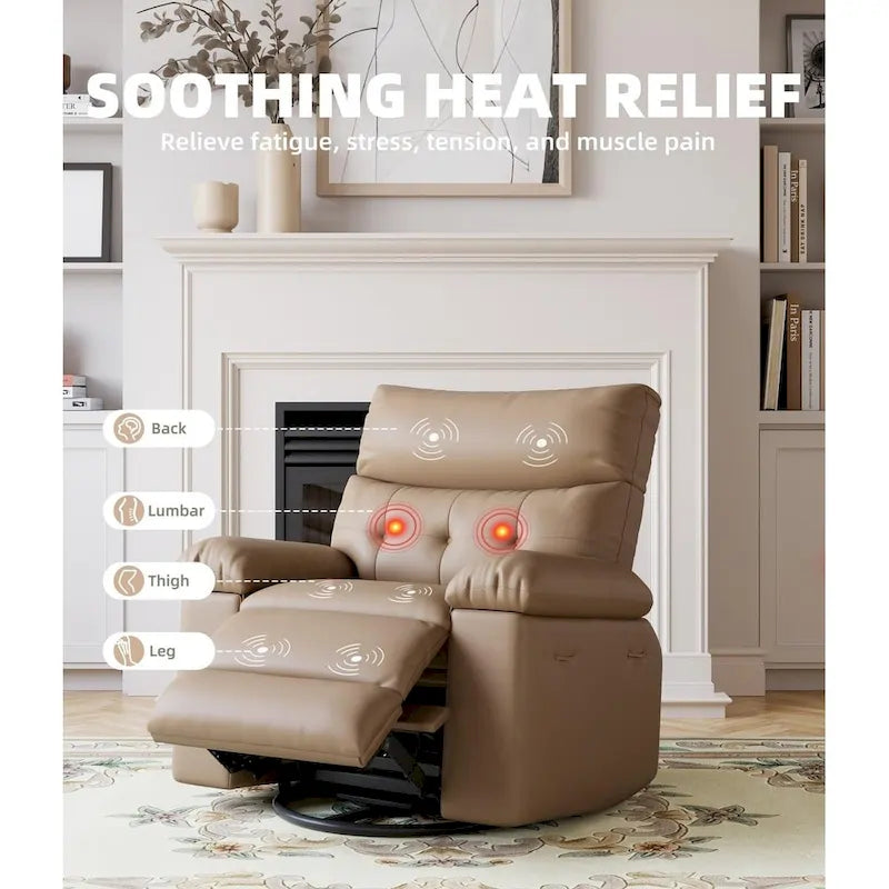 Fauteuils inclinables surdimensionnés pivotants à 360° avec fonction chauffante et massante