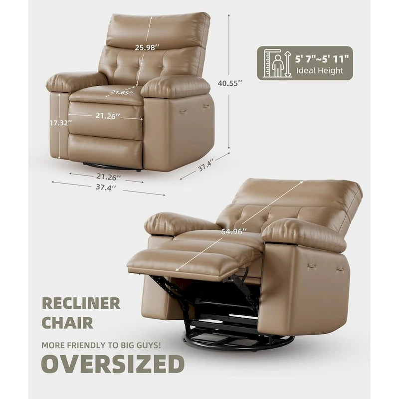 Fauteuils inclinables surdimensionnés pivotants à 360° avec fonction chauffante et massante