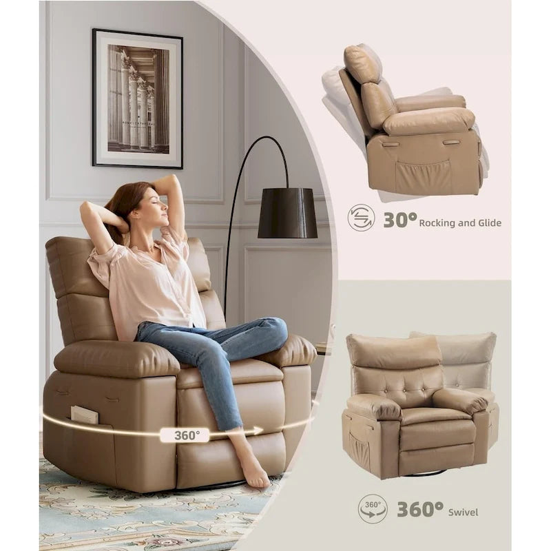 Fauteuils inclinables surdimensionnés pivotants à 360° avec fonction chauffante et massante