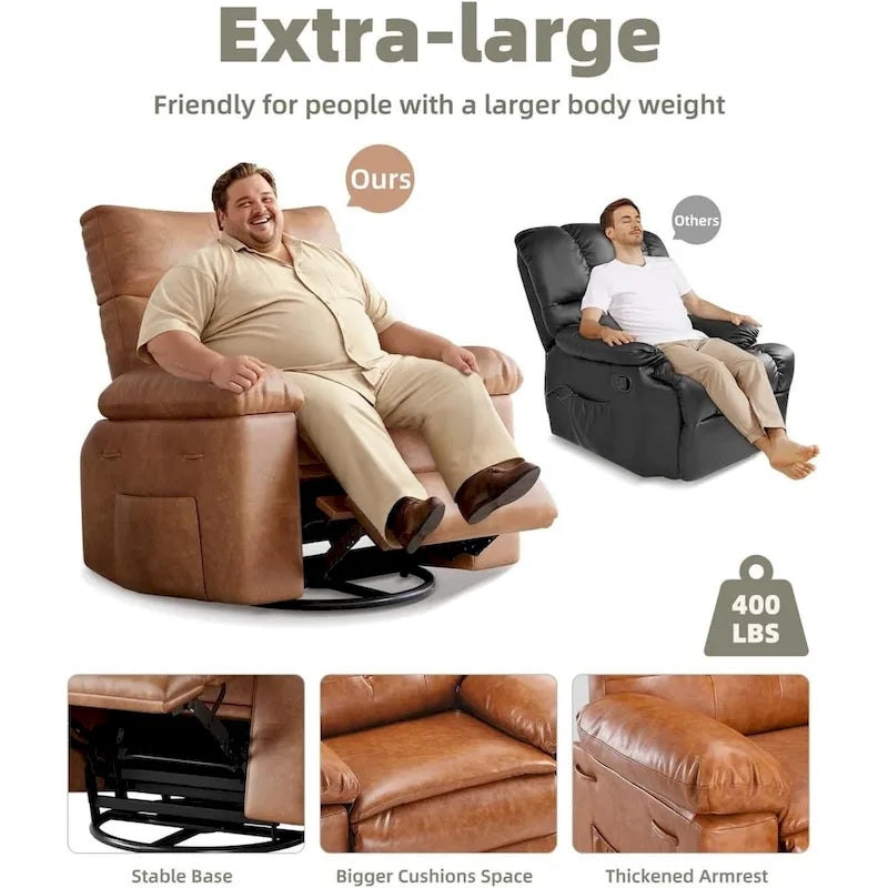 Fauteuils inclinables surdimensionnés pivotants à 360° avec fonction chauffante et massante