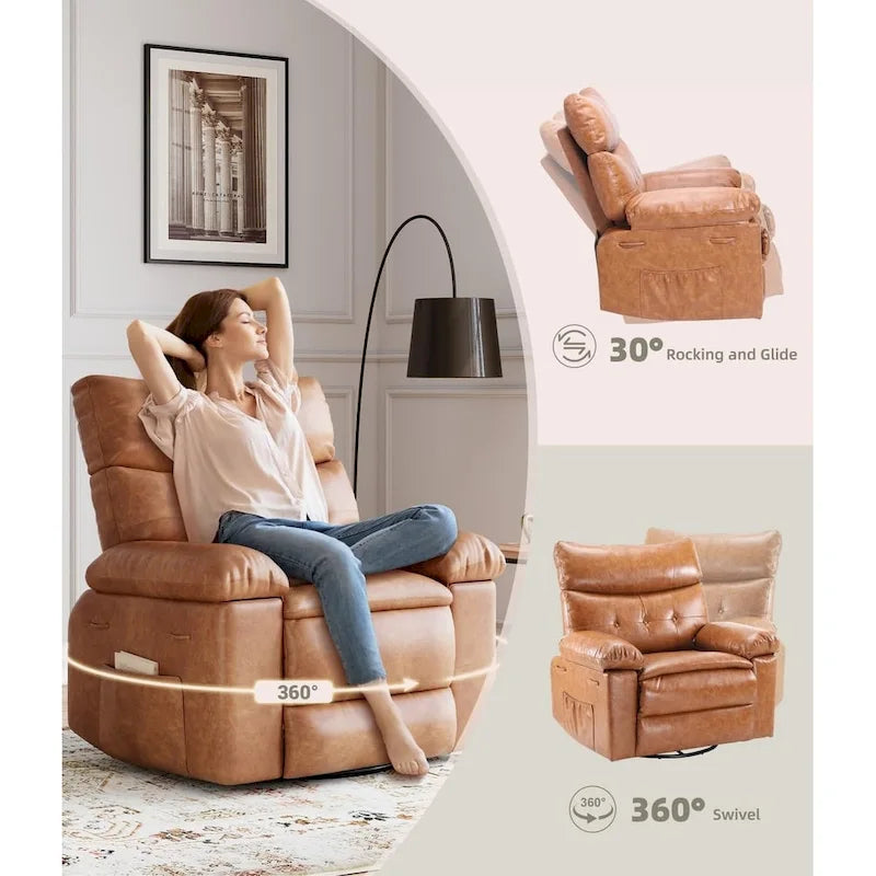 Fauteuils inclinables surdimensionnés pivotants à 360° avec fonction chauffante et massante
