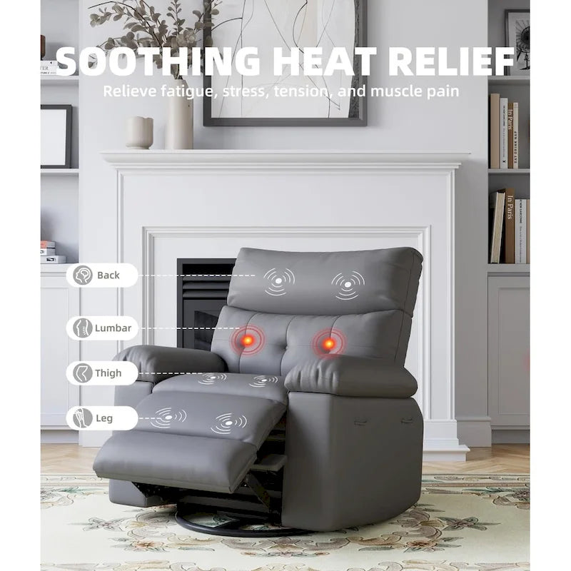 Fauteuils inclinables surdimensionnés pivotants à 360° avec fonction chauffante et massante