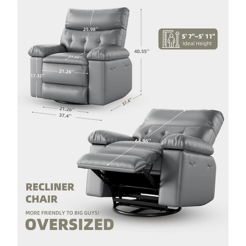 Fauteuils inclinables surdimensionnés pivotants à 360° avec fonction chauffante et massante