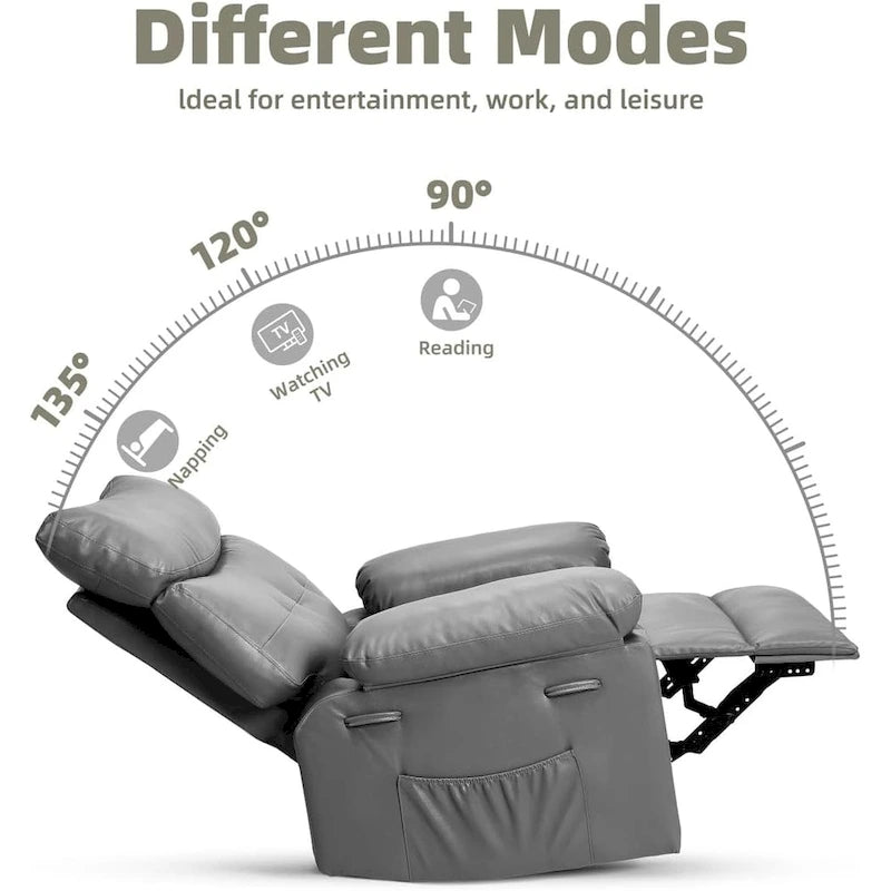 Fauteuils inclinables surdimensionnés pivotants à 360° avec fonction chauffante et massante