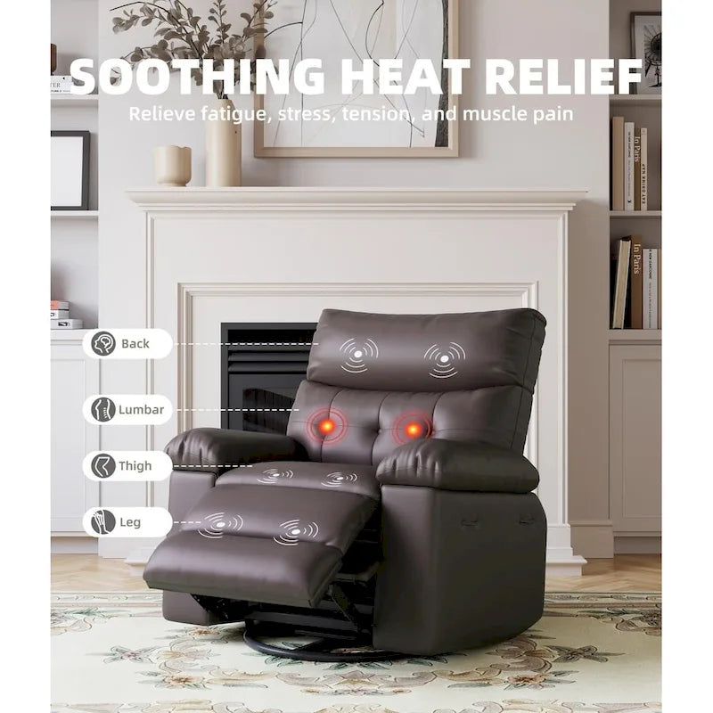 Fauteuils inclinables surdimensionnés pivotants à 360° avec fonction chauffante et massante