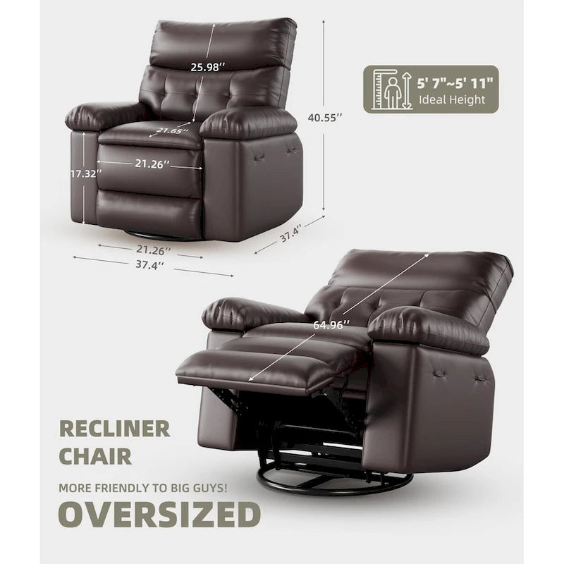Fauteuils inclinables surdimensionnés pivotants à 360° avec fonction chauffante et massante